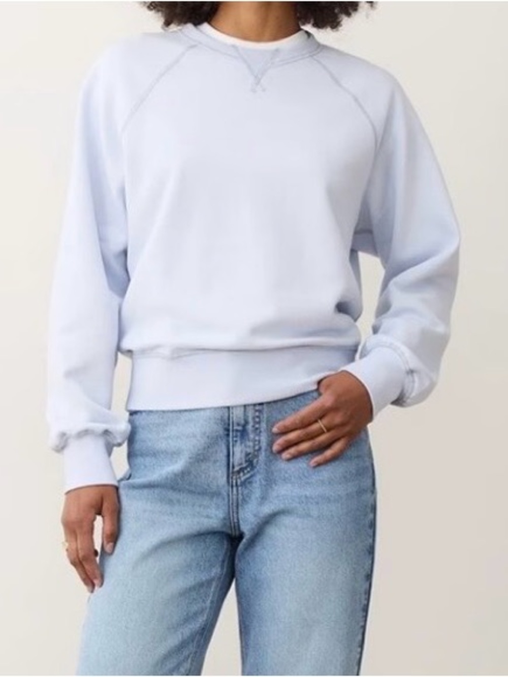 Marine Layer super soft sweatshirt pale blue organic cotton blend large